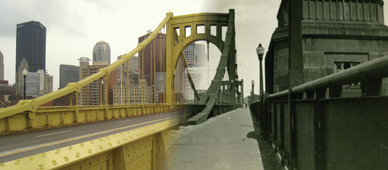 6th Street Bridge Pittsburgh, PA Composite image of the 6th Street bridge as it was in 1928 and today